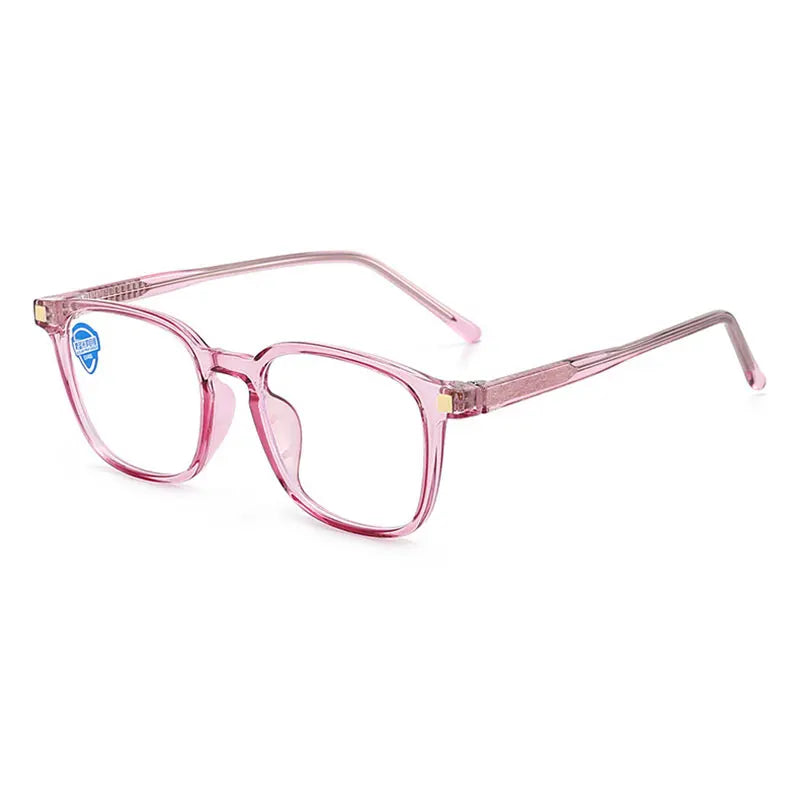 Hotony Unisex Full Rim Square Tr 90 Alloy Spring Hinge Eyeglasses 8845 Full Rim Hotony Transparent Pink-C6  