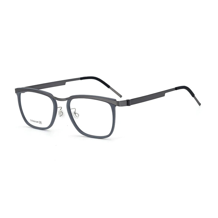 Aimee Men's Unisex Full Rim Square Titanium Acetate Eyeglasses 9908 Full Rim Aimee Gun Grey  