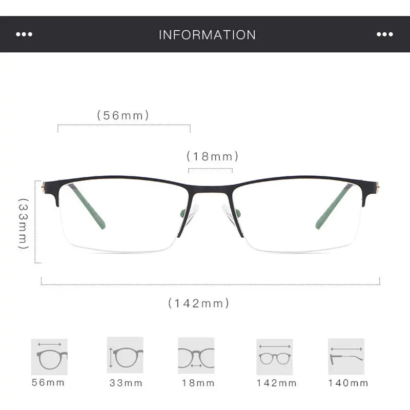 Hotochki Men's Semi Rim Square Alloy Eyeglasses 98417