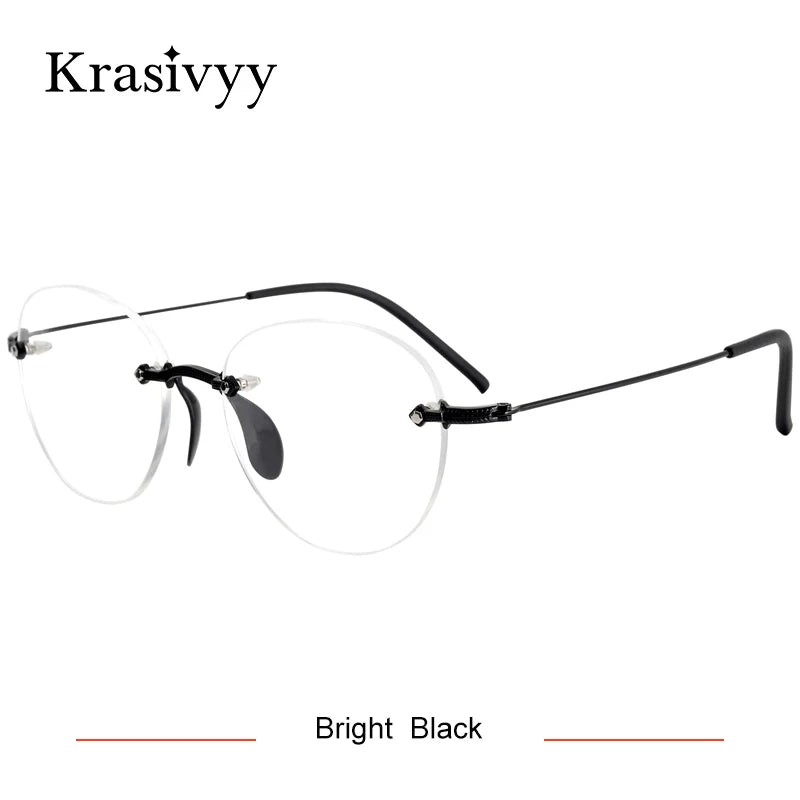 Krasivyy Unisex Full Rim Oval Round Titanium Eyeglasses 916076 Full Rim Krasivyy Bright Black