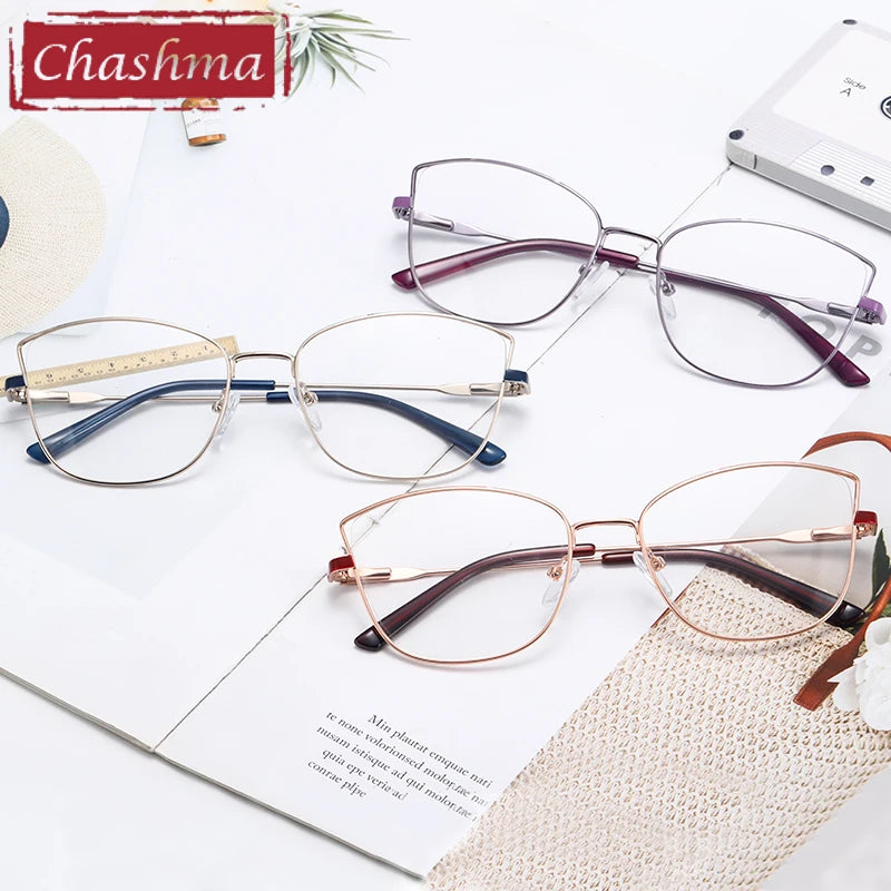 Chashma Women's Full Rim Square Cat Eye Alloy Eyeglasses 41121 Full Rim Chashma   