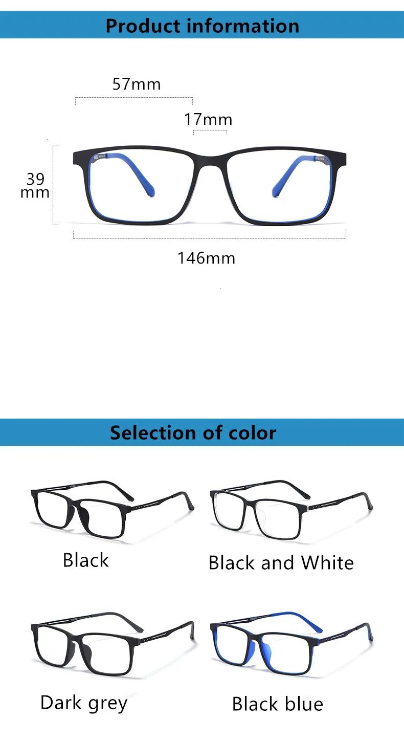 Kocolior Unisex Full Rim Square Titanium Eyeglasses 5638 Full Rim Kocolior   