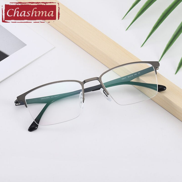 Chashma Men's Semi Rim Square Stainless Steel Eyeglasses 9411 Semi Rim Chashma   