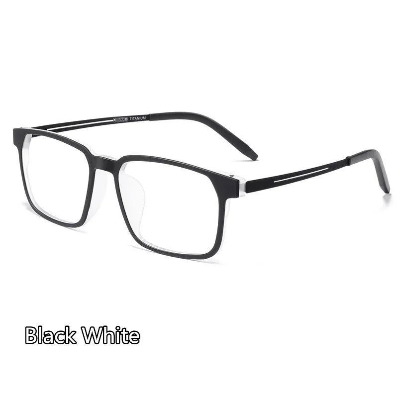 Kocolior Unisex Full Rim Square Tr 90 Titanium Hyperopic Reading Glasses 88781 Reading Glasses Kocolior Black White 0 