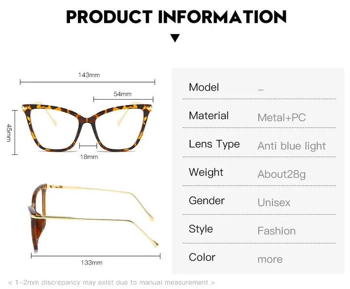 Hotony Women's Full Rim Square Cat Eye Alloy Eyeglasses 97024