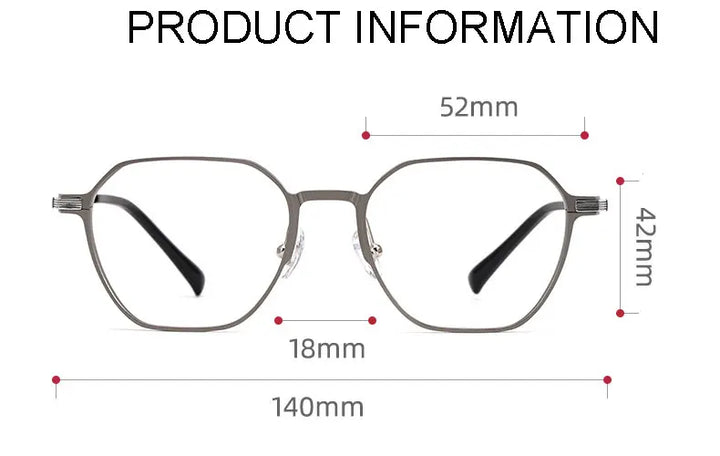 Handoer Unisex Full Rim Polygonal Aluminum Magnesium Alloy Eyeglasses H505 Full Rim Handoer   