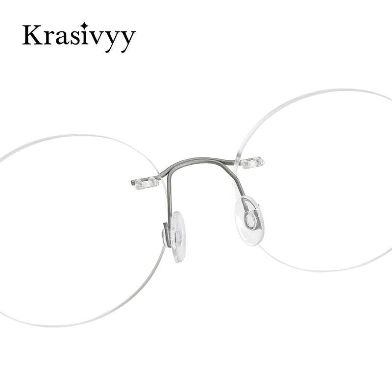 Krasivyy Unisex Rimless Round Pure Titanium Prescription Eyeglasses KR16012 size chart