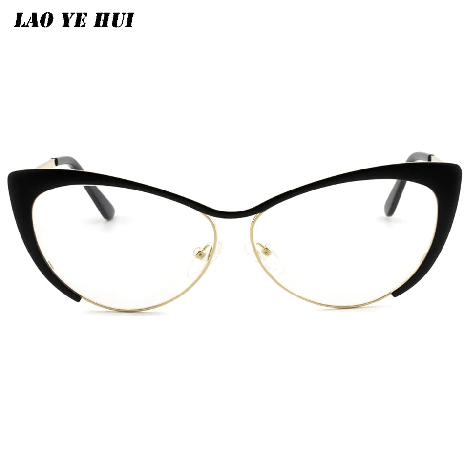 Laoyehui Women's Full Rim Myopic Cat Eye Reading Glasses 80771 Reading Glasses Laoyehui Black -300 