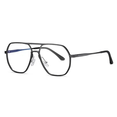 Ralferty Men's Full Rim Oval Double Bridge Aluminum Eyeglasses 92327 Full Rim Ralferty C04 Matt Black