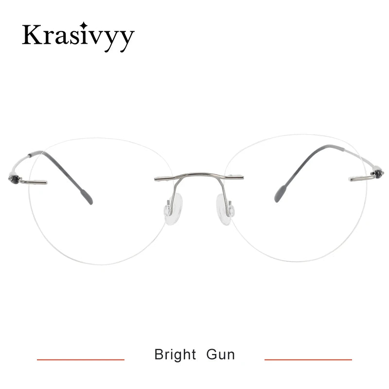Krasivyy Women's Rimless Oval Round Screwless Titanium Eyeglasses 316072