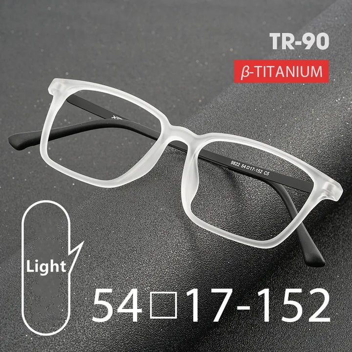 Kocolior Men's Full Rim Large Square Tr 90 Titanium Eyeglasses 9822 Full Rim Kocolior   