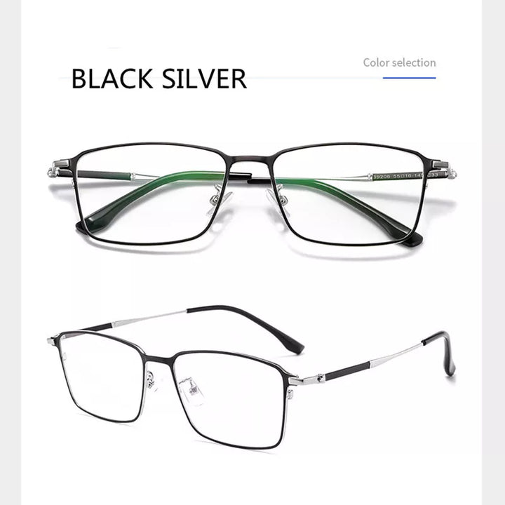 Kocolior Unisex Full Rim Square Titanium Alloy Hyperopic Reading Glasses 39206 Reading Glasses Kocolior Black Silver China 0