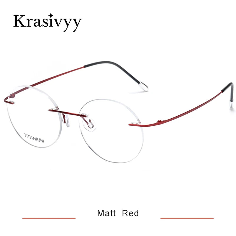 Krasivyy Unisex Rimless Round Pure Titanium Prescription Eyeglasses KR16012 size chart