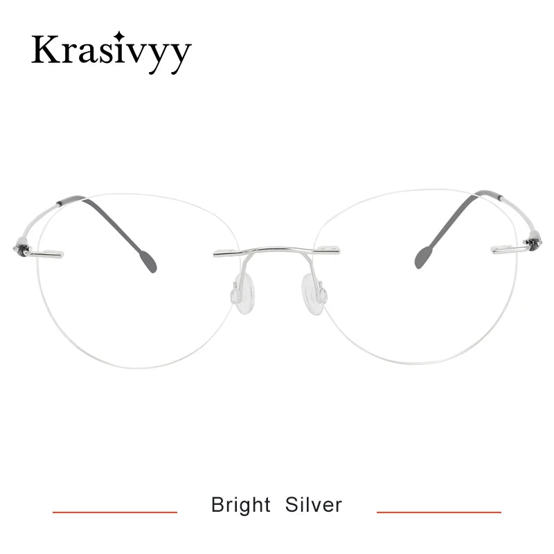 Krasivyy Women's Rimless Oval Round Screwless Titanium Eyeglasses 316072