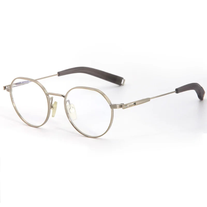 Muzz Women's Full Rim Flat Top Round Titanium Eyeglasses M0101 Full Rim Muzz Gold  