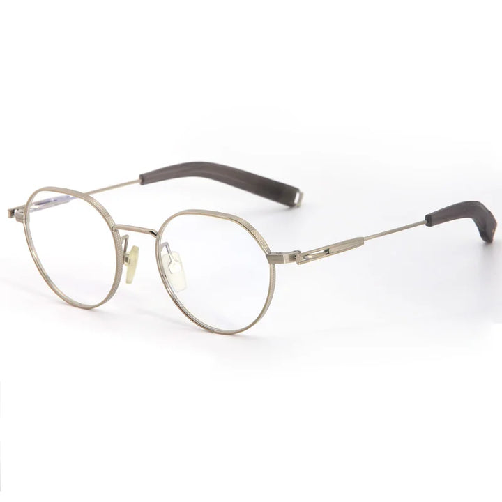 Muzz Women's Full Rim Flat Top Round Titanium Eyeglasses 942101 Full Rim Muzz Gold