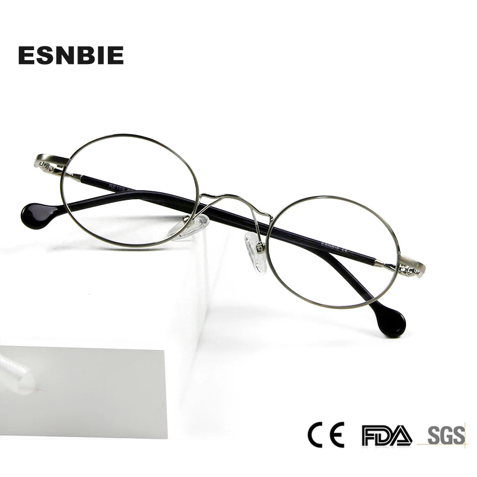 Esnbie Unisex Full Rim Small Round Stainless Steel Eyeglasses 1082 Full Rim Esnbie   