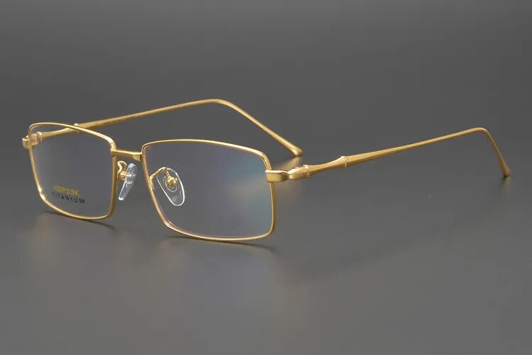 Cubojue Men's Full Rim Square 23k Gold/Titanium Reading Glasses Kgp23k Reading Glasses Cubojue Gold no function lens 0 