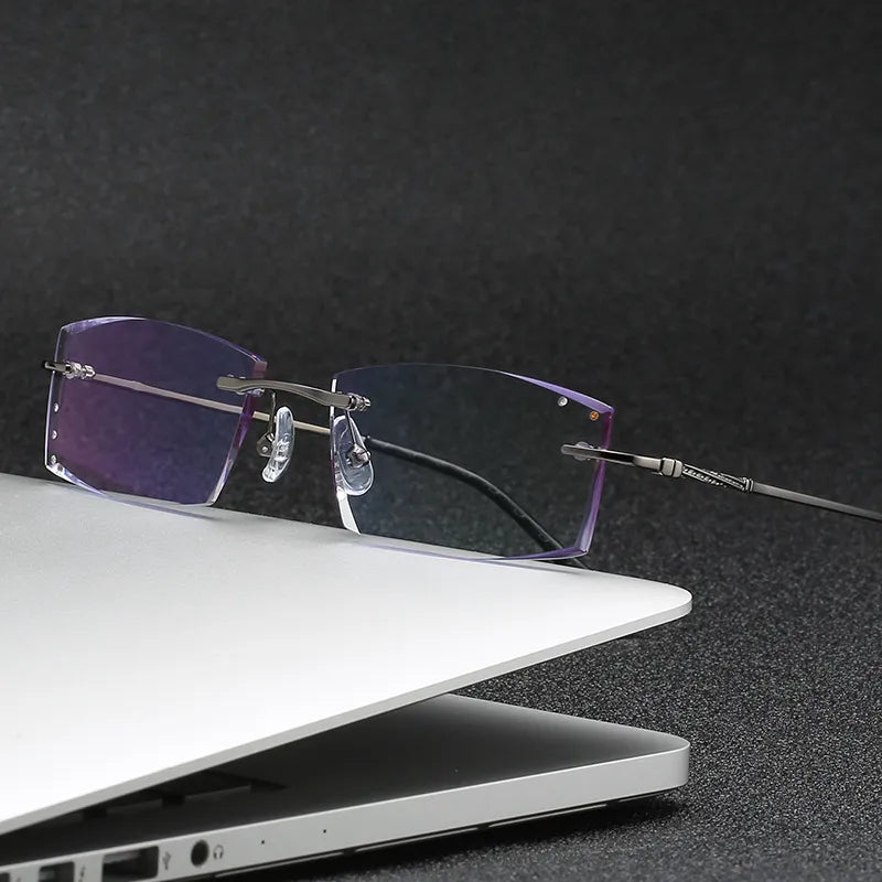 Zirosat 77016 Unisex Eyeglasses Alloy Titanium Rimless Rimless Zirosat 77016 silver cutting  