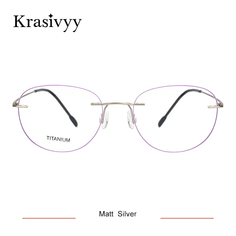 Krasivyy Women's Rimless Oval Round Titanium Eyeglasses 318003