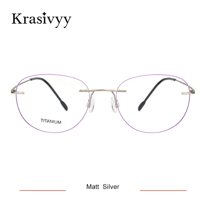 Krasivyy Women's Rimless Oval Round Titanium Eyeglasses 318003