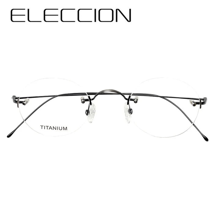 Eleccion Women's Rimless Round Titanium Eyeglasses 16035 Rimless Eleccion C2. Gray Frame