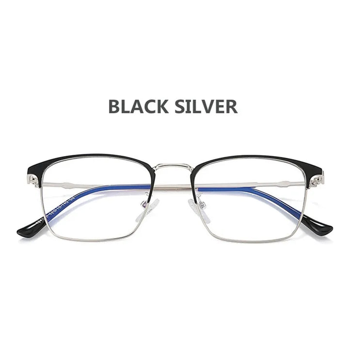 Kocolior Unisex Full Rim Square Alloy Hyperopic Reading Glasses 101902 Reading Glasses Kocolior Black Silver China 0