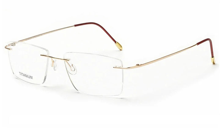 Eleccion Unisex Rimless Square Titanium Eyeglasses 14035 Rimless Eleccion C2. Gold Frame