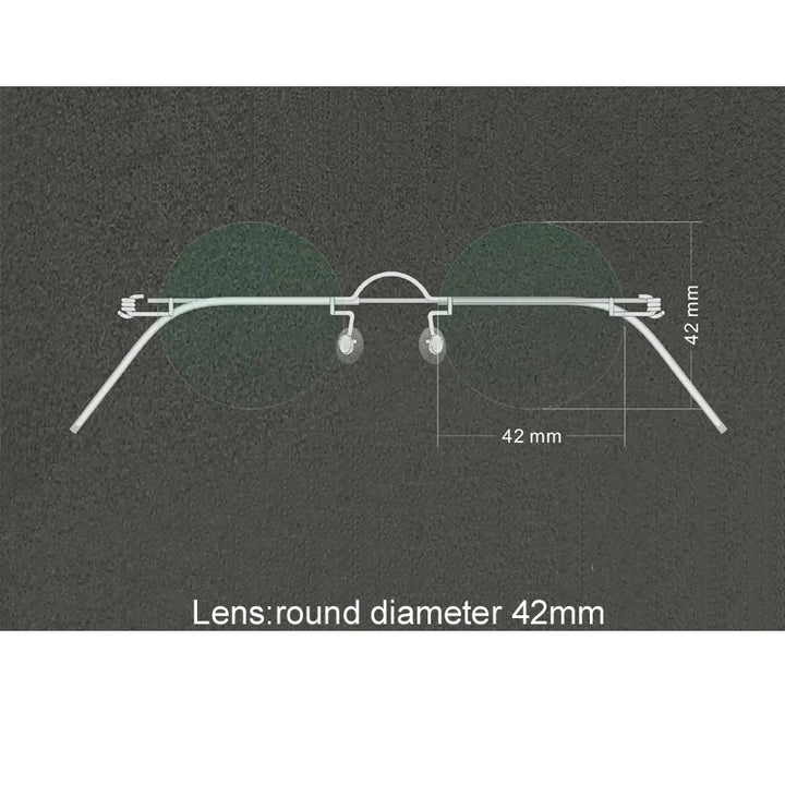 Yujo Unisex Rimless Round Stainless Steel Reading Glasses 40145 Reading Glasses Yujo +325 42mm CHINA