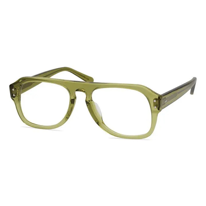 Aimee Men's Full Rim Square Brow Line Acetate Eyeglasses 9539 Full Rim Aimee Clear green  