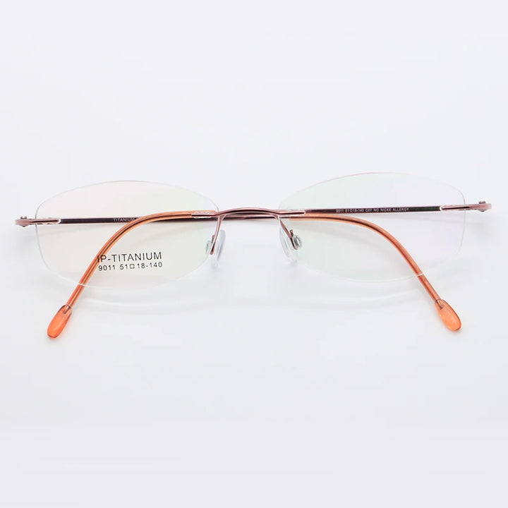 Bclear Women's Rimless Oval Cat Eye Titanium Eyeglasses 49011