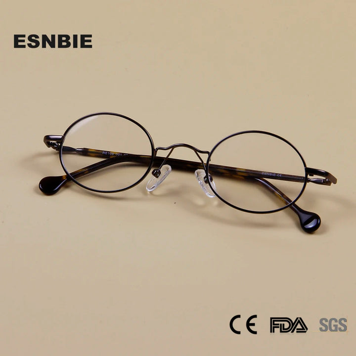 Esnbie Unisex Full Rim Small Round Stainless Steel Eyeglasses 1082 Full Rim Esnbie   