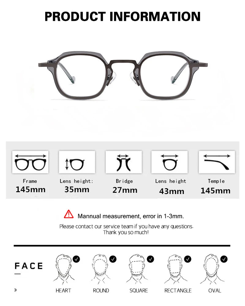 Aimee Unisex Full Rim Flat Top Square Acetate Titanium Eyeglasses 84502