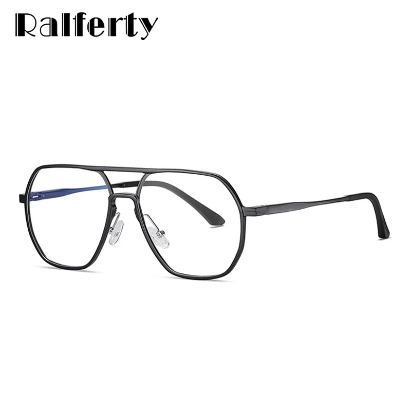 Ralferty Men's Full Rim Oval Double Bridge Aluminum Eyeglasses 92327