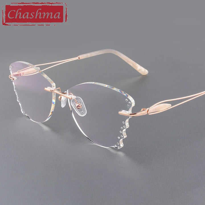 Chashma Ottica Women's Rimless Butterfly Titanium Eyeglasses 988205 Rimless Chashma Ottica Rose Gold with Clear