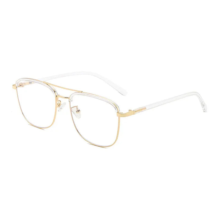 Hotony Women's Full Rim Square Double Bridge Alloy Tr 90 Eyeglasses 81872