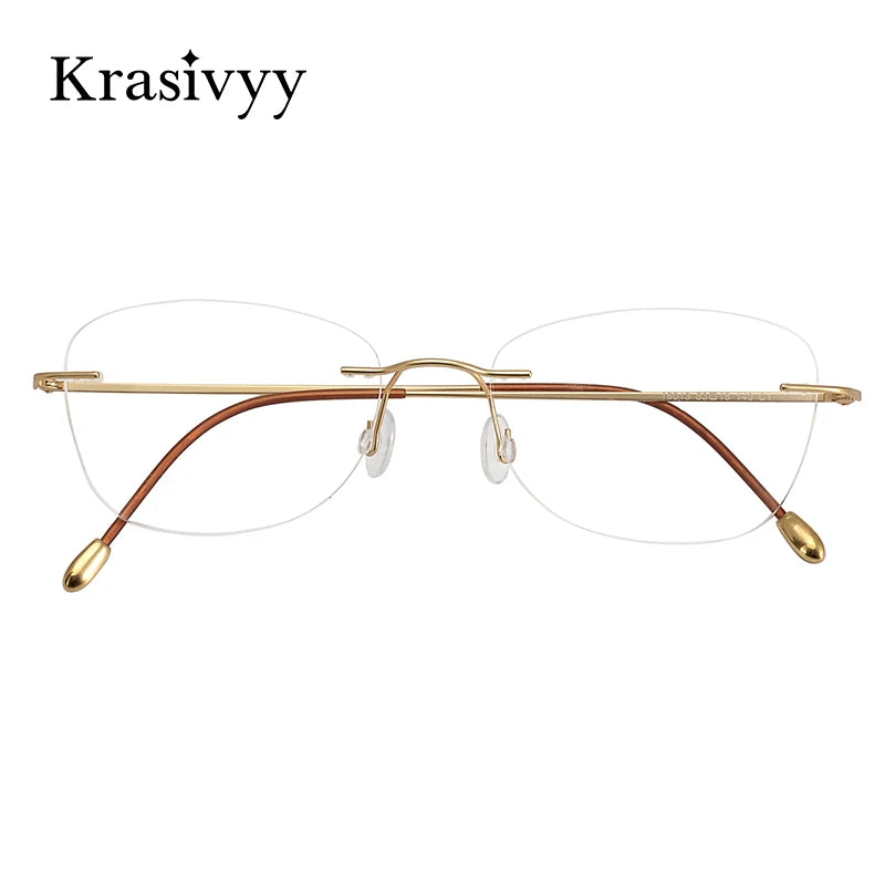 Krasivyy Unisex Rimless Oval Pure Titanium Prescription Eyeglasses KR6013 size chart