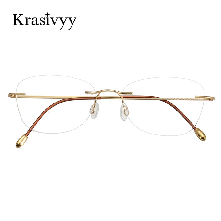Krasivyy Unisex Rimless Oval Pure Titanium Prescription Eyeglasses KR6013 size chart
