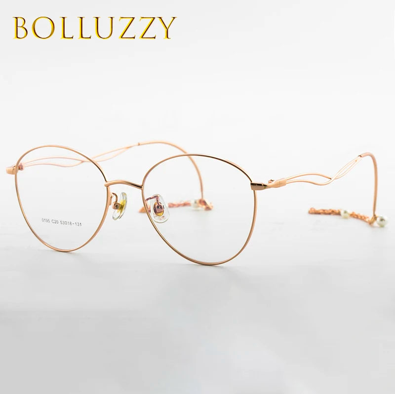 Bolluzzy Women's Full Rim Round Cat Eye Alloy Eyeglasses 4653 Full Rim Bolluzzy   