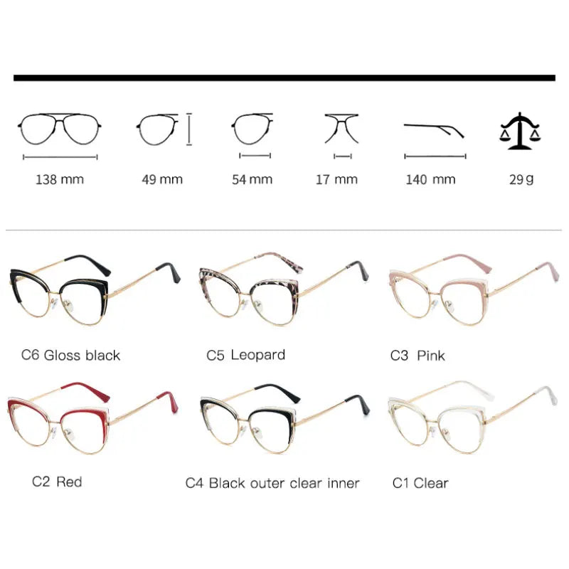 Hotony Women's Full Rim Oval Cat Eye Tr 90 Alloy Eyeglasses 958264