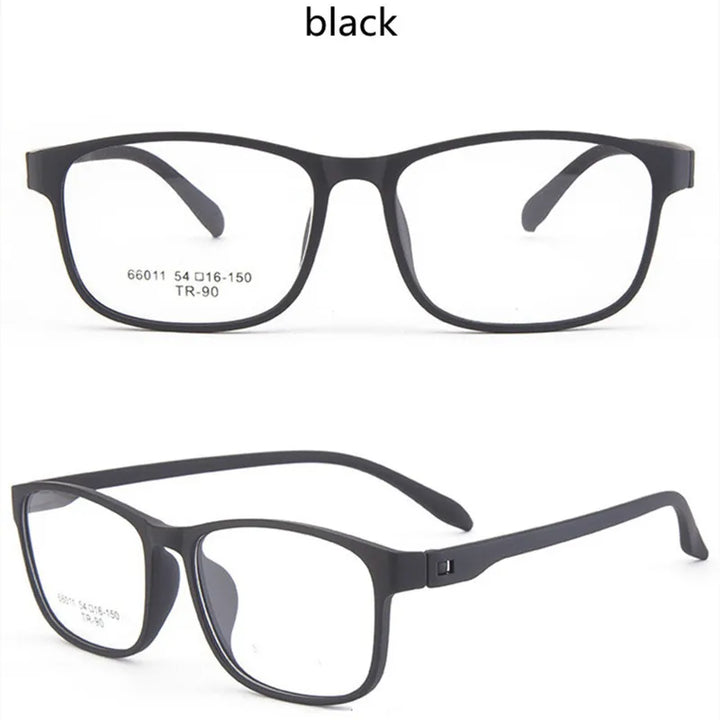 Kocolior Unisex Full Rim Square Tr 90 Hyperopic Reading Glasses 66011 Reading Glasses Kocolior Black China 0