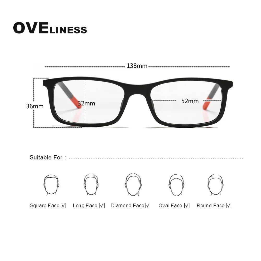 Oveliness Women's Full Rim Square Titanium Acetate Eyeglasses 72524