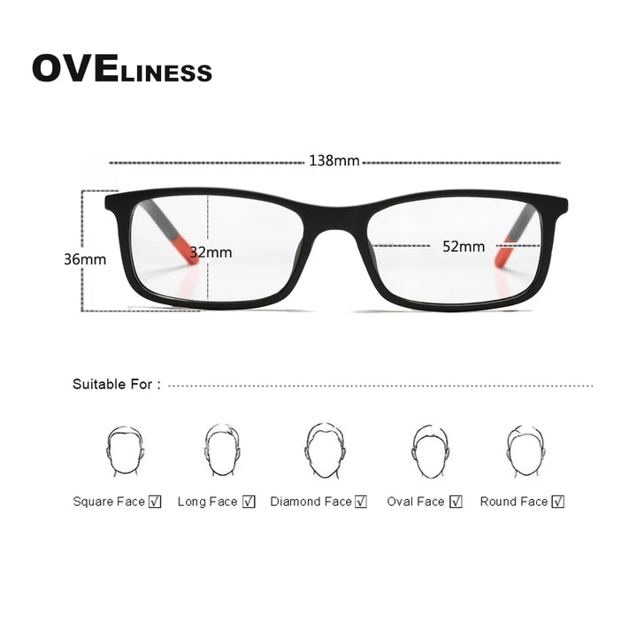 Oveliness Women's Full Rim Square Titanium Acetate Eyeglasses 72524