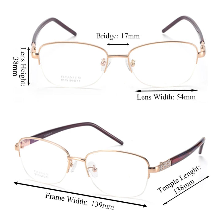 Chashma Women's Semi Rim Oval Square Titanium Eyeglasses 779113