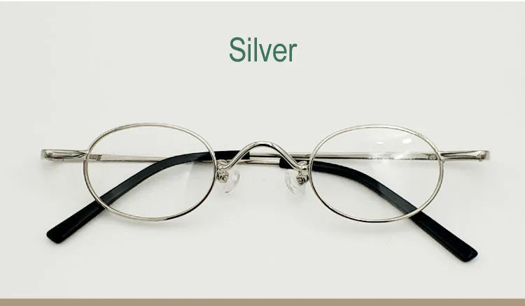 Yujo Unisex Full Rim Small Oval Alloy Eyeglasses 811004 Full Rim Yujo Silvery CHINA 