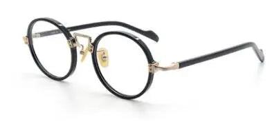 Gatenac Unisex Full Rim Round Acetate Titanium Eyeglasses Gxyj383