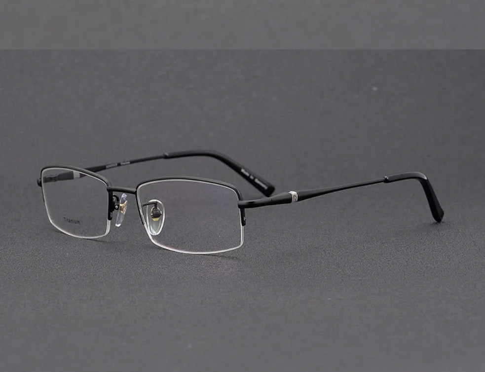 Aimee Unisex Semi Rim Square Titanium Eyeglasses 6023 Semi Rim Aimee black  