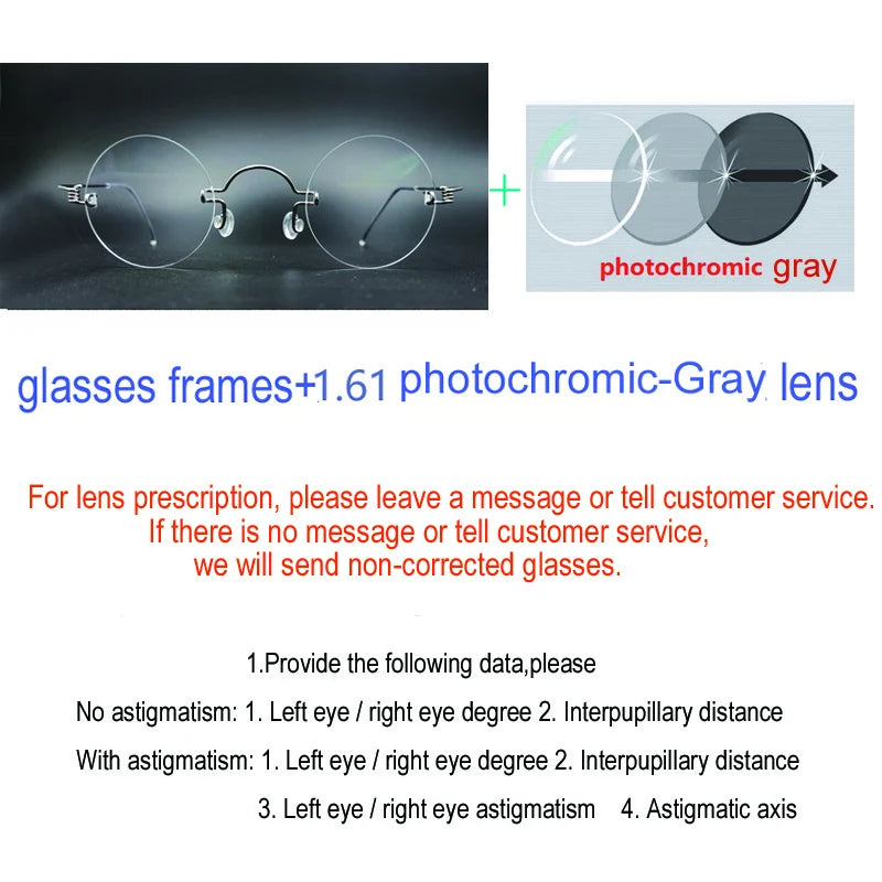 Yujo Unisex Rimless Round Screwless Stainless Steel Eyeglasses 4040 Rimless Yujo C4 CHINA