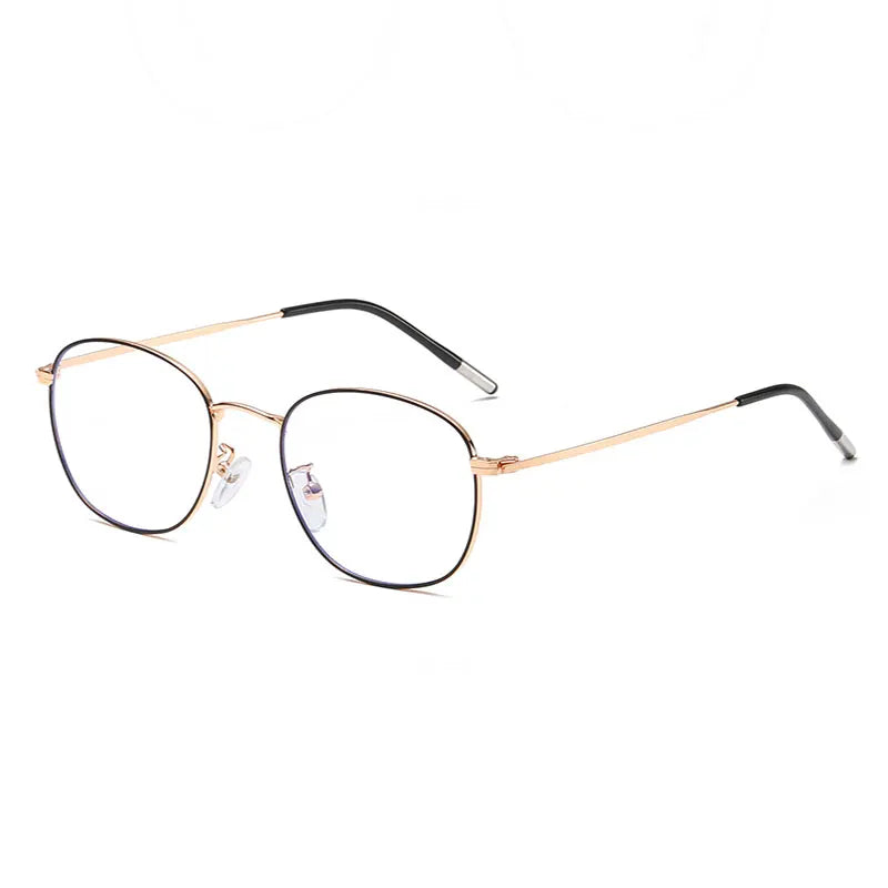 Hotony Unisex Full Rim Round Alloy Blue Light Prescription Eyeglasses 33006 size chart