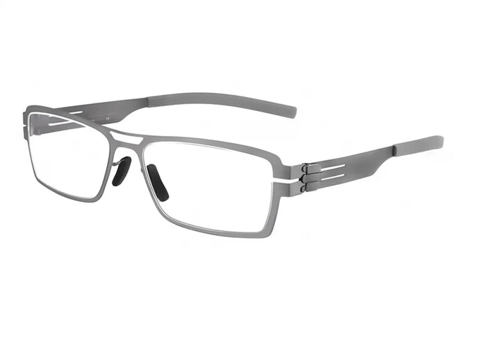 Aimee Unisex Full Rim Square Screwless Stainless Steel Eyeglasses 1173 Full Rim Aimee Gun grey  